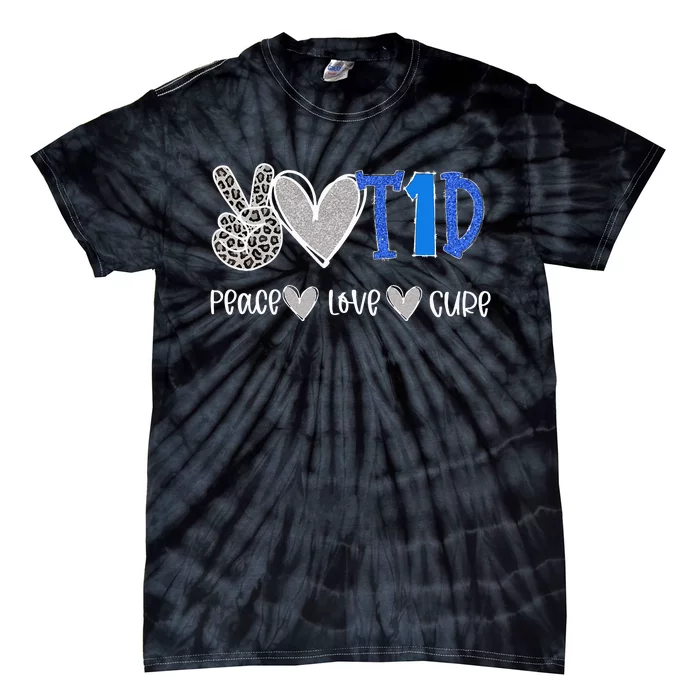 Peace Love Cure Type One Diabetes awareness T1D Tie-Dye T-Shirt