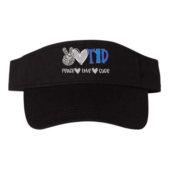 Peace Love Cure Type One Diabetes awareness T1D Valucap Bio-Washed Visor