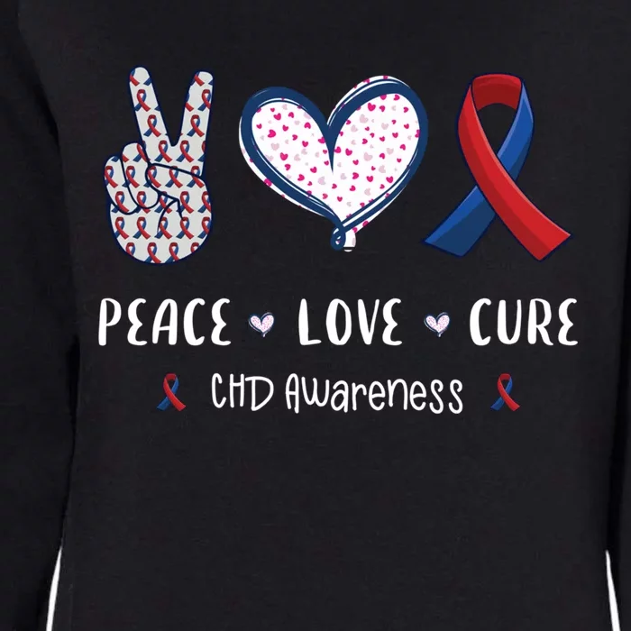 Peace Love Cure Chd Heart Disease Awareness Gift Womens California Wash Sweatshirt