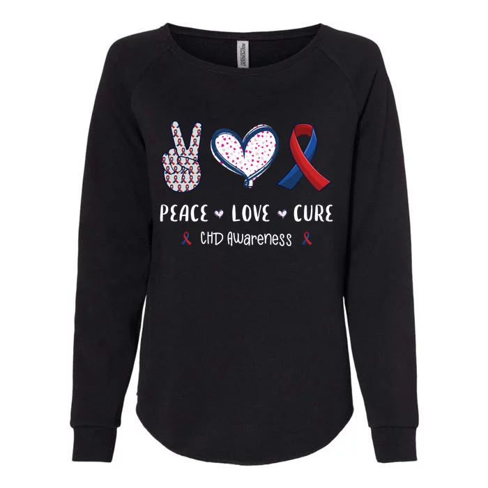 Peace Love Cure Chd Heart Disease Awareness Gift Womens California Wash Sweatshirt