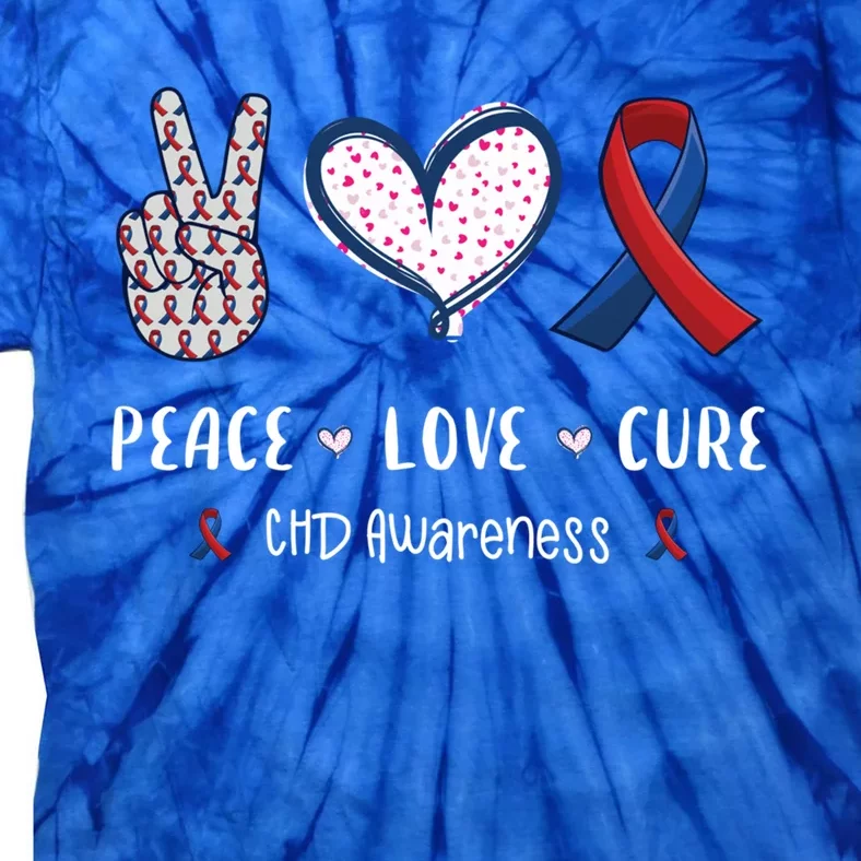 Peace Love Cure Chd Heart Disease Awareness Gift Tie-Dye T-Shirt