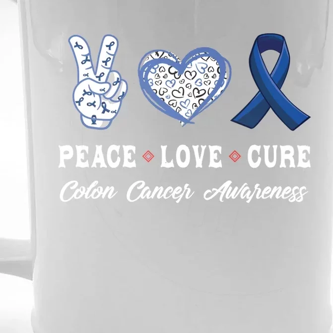 Peace Love Cure Colon Cancer Awareness Cool Gift Front & Back Beer Stein