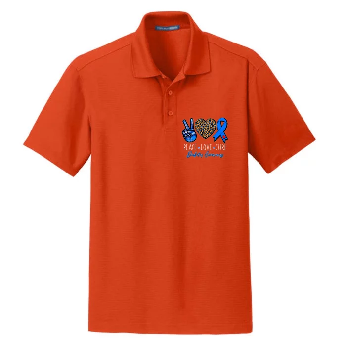 Peace Love Cure Diabetes Awareness Dry Zone Grid Performance Polo