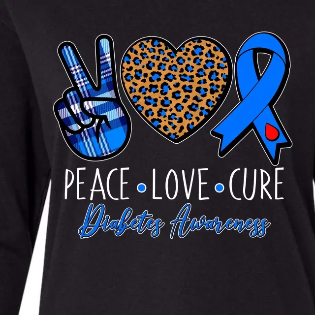 Peace Love Cure Diabetes Awareness Womens Cotton Relaxed Long Sleeve T-Shirt