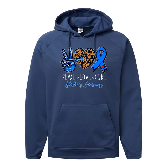 Peace Love Cure Diabetes Awareness Performance Fleece Hoodie