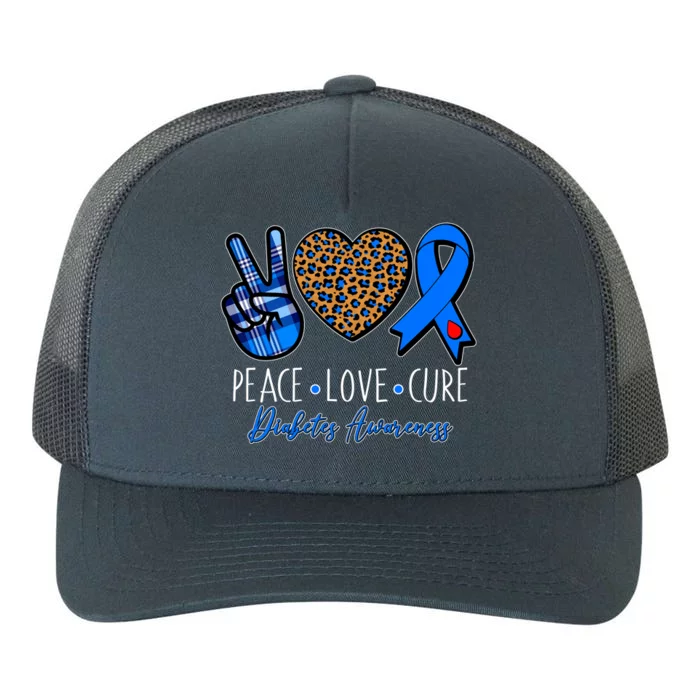 Peace Love Cure Diabetes Awareness Yupoong Adult 5-Panel Trucker Hat