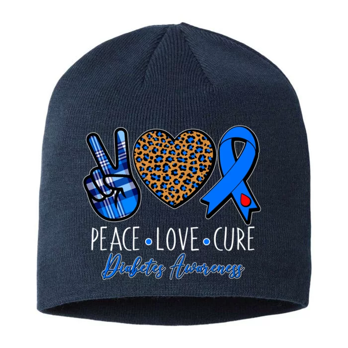 Peace Love Cure Diabetes Awareness 8 1/2in Sustainable Knit Beanie