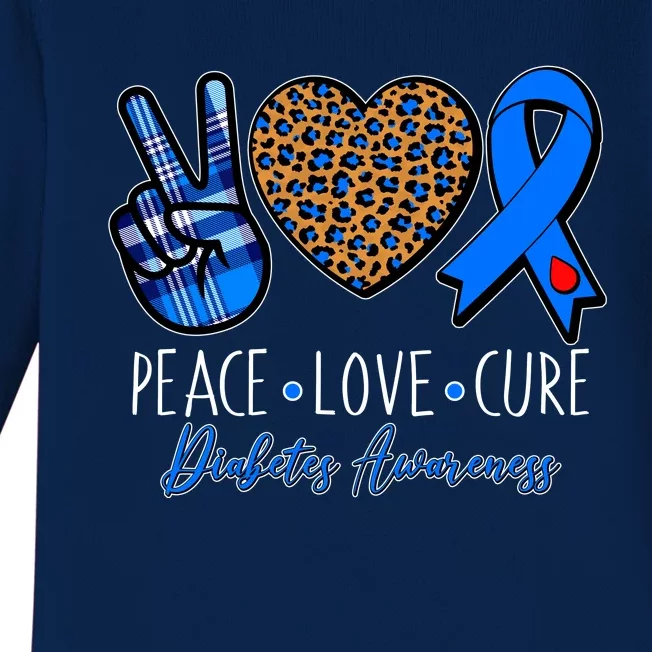 Peace Love Cure Diabetes Awareness Baby Long Sleeve Bodysuit