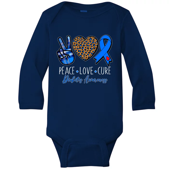 Peace Love Cure Diabetes Awareness Baby Long Sleeve Bodysuit