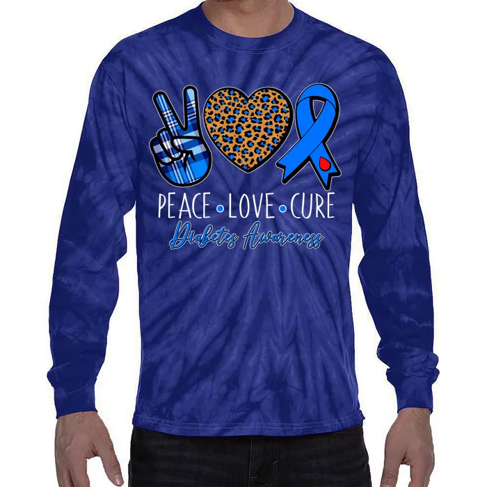 Peace Love Cure Diabetes Awareness Tie-Dye Long Sleeve Shirt