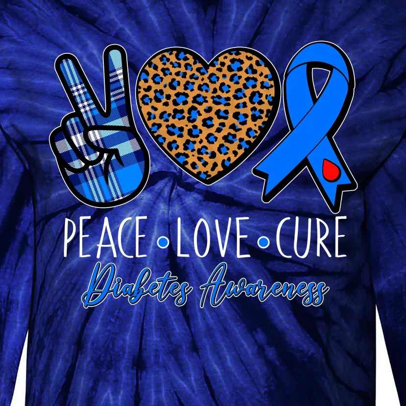 Peace Love Cure Diabetes Awareness Tie-Dye Long Sleeve Shirt