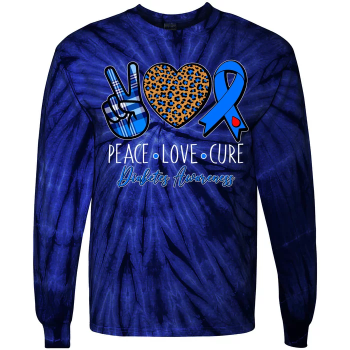 Peace Love Cure Diabetes Awareness Tie-Dye Long Sleeve Shirt