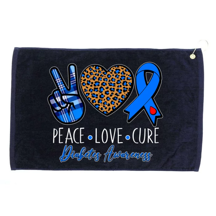 Peace Love Cure Diabetes Awareness Grommeted Golf Towel