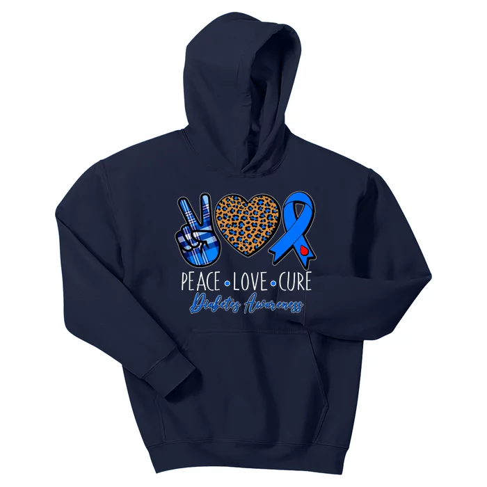 Peace Love Cure Diabetes Awareness Kids Hoodie