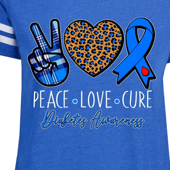 Peace Love Cure Diabetes Awareness Enza Ladies Jersey Football T-Shirt