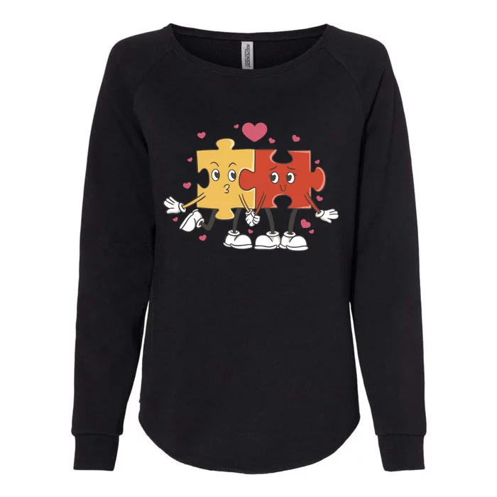 Puzzle Love Cartoon Womens California Wash Sweatshirt