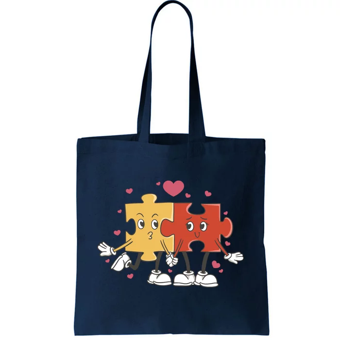 Puzzle Love Cartoon Tote Bag