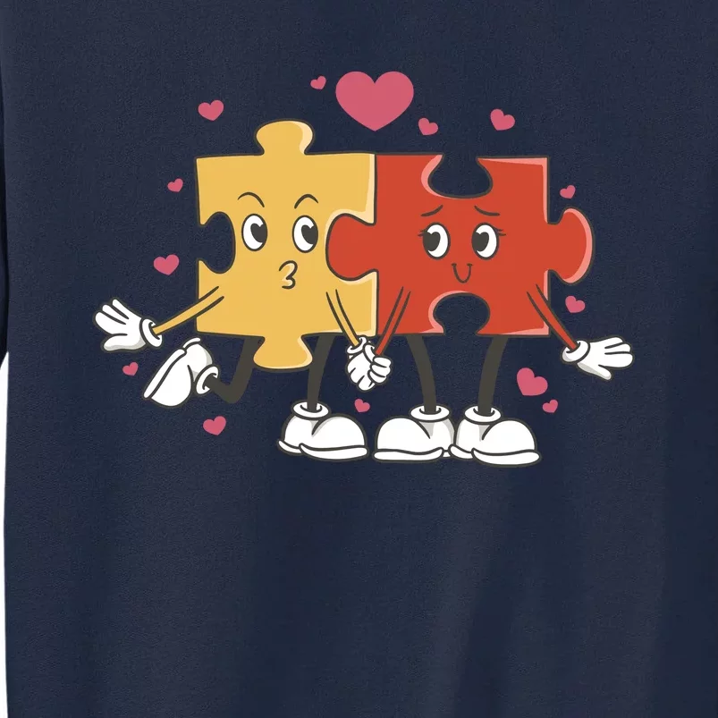 Puzzle Love Cartoon Tall Sweatshirt