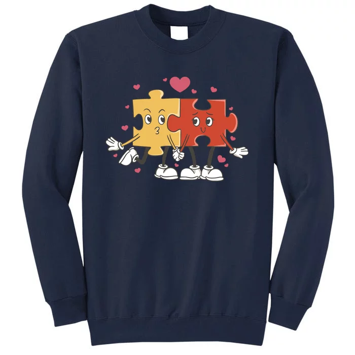 Puzzle Love Cartoon Tall Sweatshirt