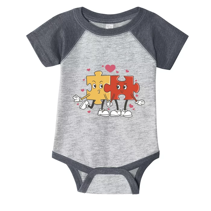 Puzzle Love Cartoon Infant Baby Jersey Bodysuit