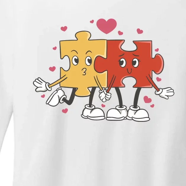 Puzzle Love Cartoon Womens CVC Long Sleeve Shirt