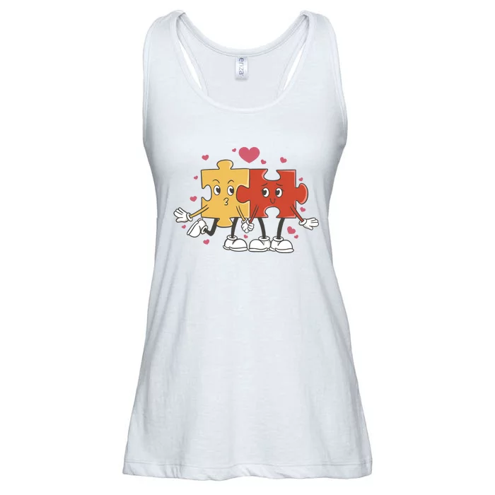 Puzzle Love Cartoon Ladies Essential Flowy Tank