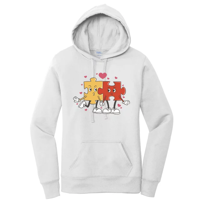 Puzzle Love Cartoon Women's Pullover Hoodie