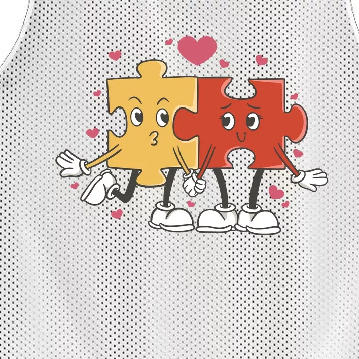 Puzzle Love Cartoon Mesh Reversible Basketball Jersey Tank