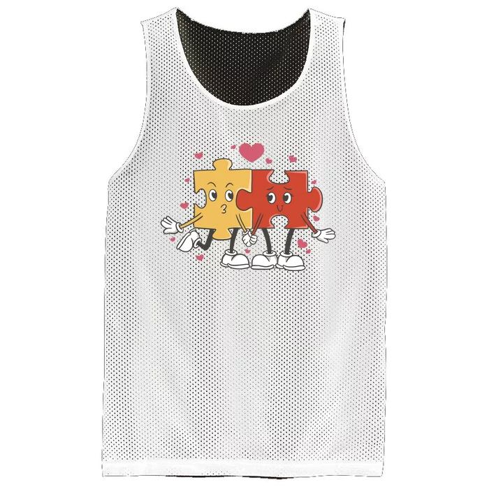 Puzzle Love Cartoon Mesh Reversible Basketball Jersey Tank