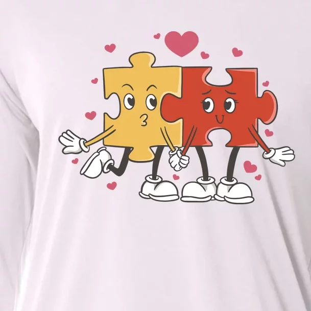 Puzzle Love Cartoon Cooling Performance Long Sleeve Crew