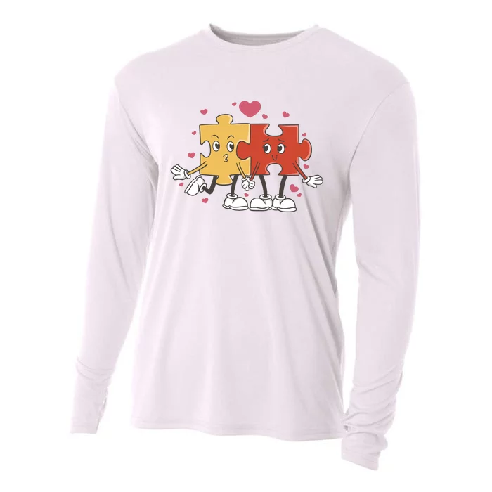 Puzzle Love Cartoon Cooling Performance Long Sleeve Crew