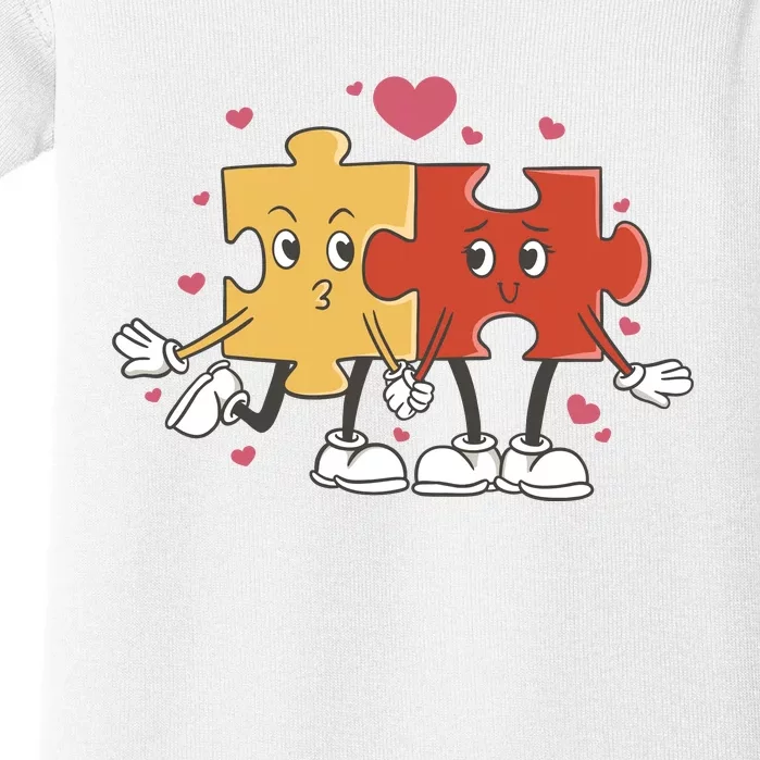 Puzzle Love Cartoon Baby Bodysuit