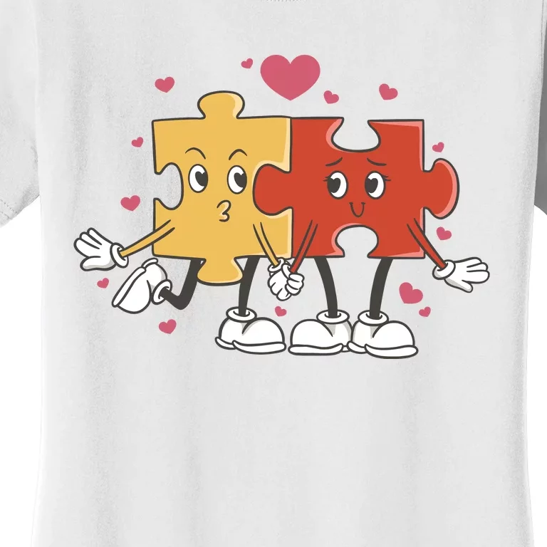 Puzzle Love Cartoon Women's T-Shirt