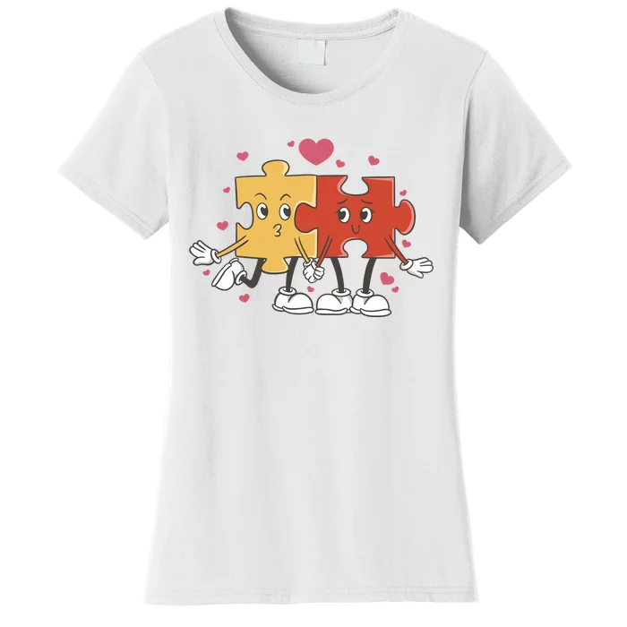 Puzzle Love Cartoon Women's T-Shirt