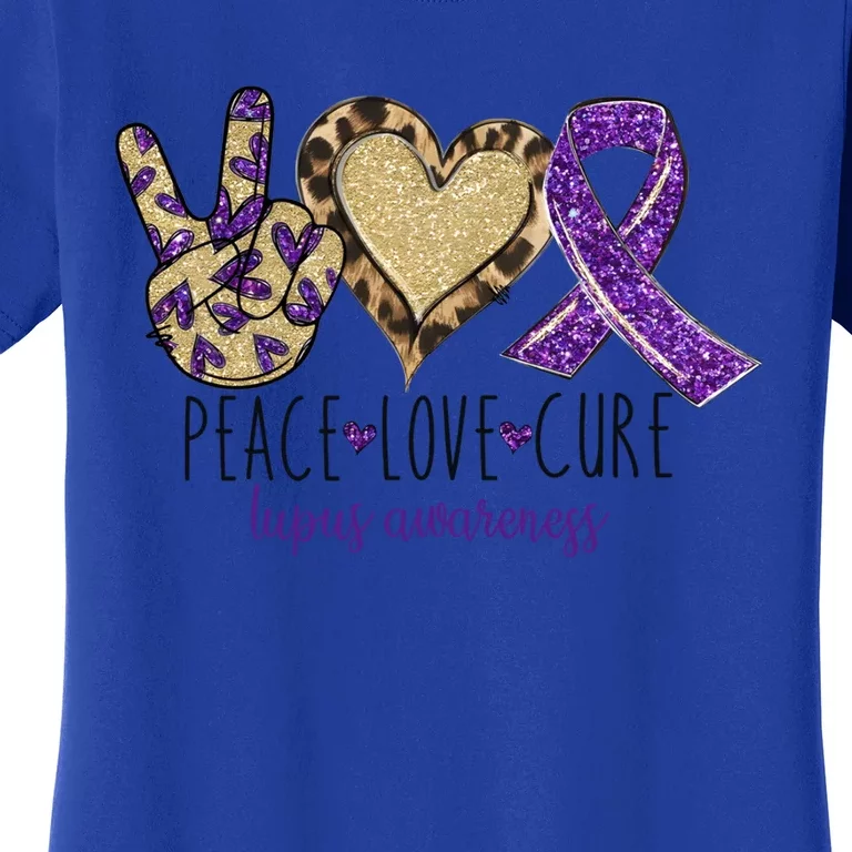 Peace Love Cure Lupus Awareness Purple Ribbon Leopard Gift Women's T-Shirt