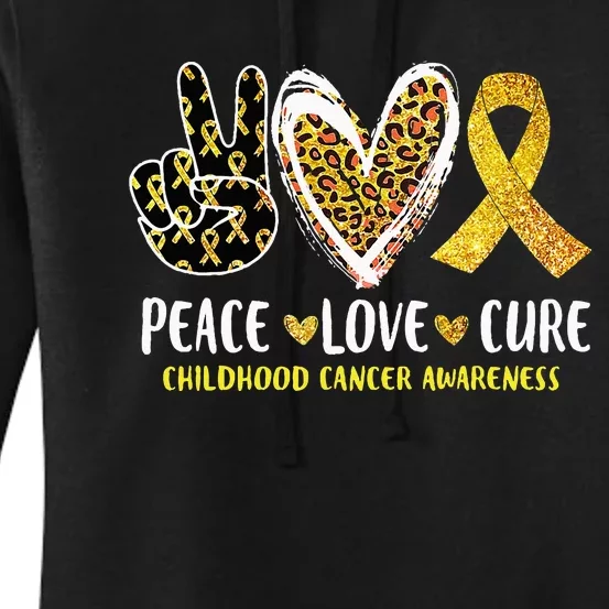 Peace Love Cure Childhood Cancer Awareness Leopart Heart Women's Pullover Hoodie