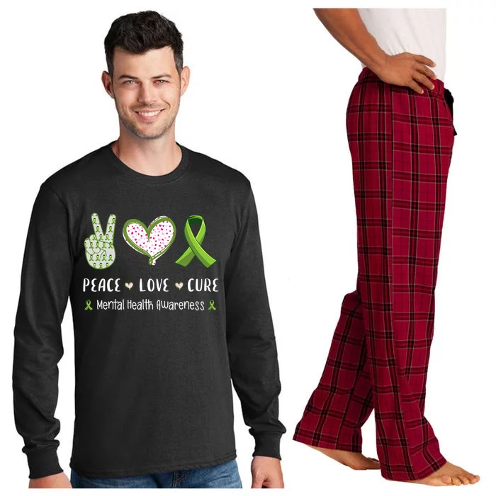 Peace Love Cure Mental Health Awareness Long Sleeve Pajama Set