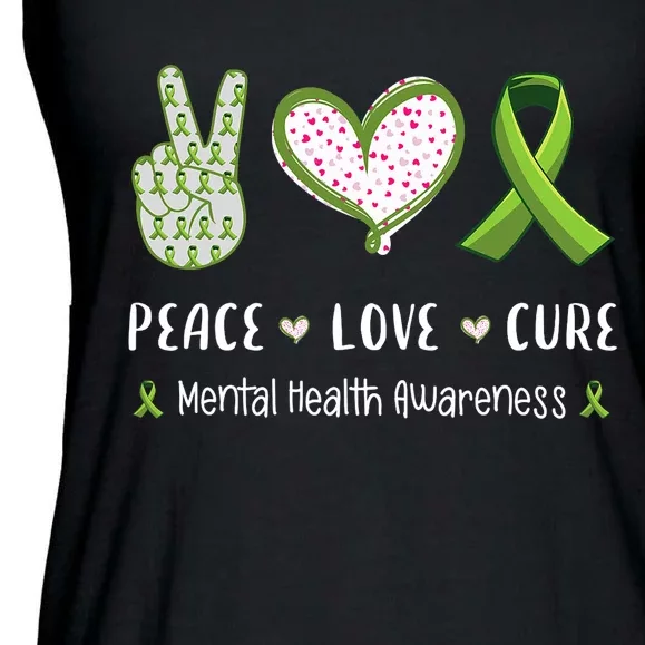 Peace Love Cure Mental Health Awareness Ladies Essential Flowy Tank