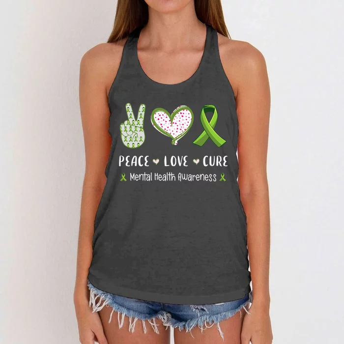 Peace Love Cure Mental Health Awareness Women's Knotted Racerback Tank