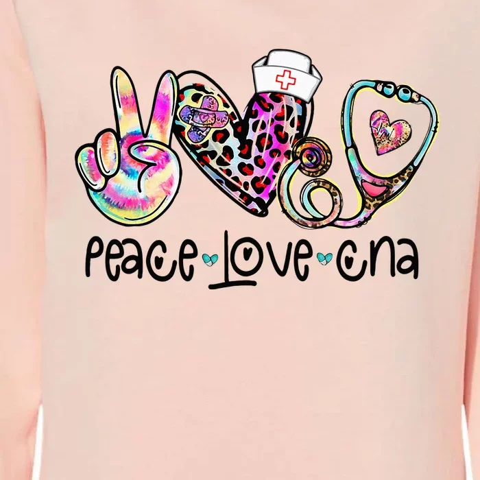 Peace Love CNA Leopard Heart Stethoscope Nursing Nurse Life Womens California Wash Sweatshirt