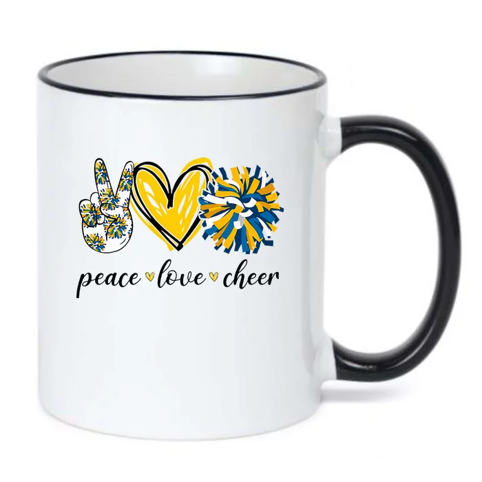 Peace Love Cheerleading Blue Yellow Black Color Changing Mug