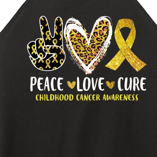 Peace Love Cure Childhood Cancer Awareness Leopart Heart Women’s Perfect Tri Rocker Tank