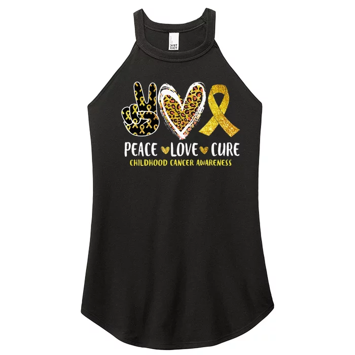 Peace Love Cure Childhood Cancer Awareness Leopart Heart Women’s Perfect Tri Rocker Tank