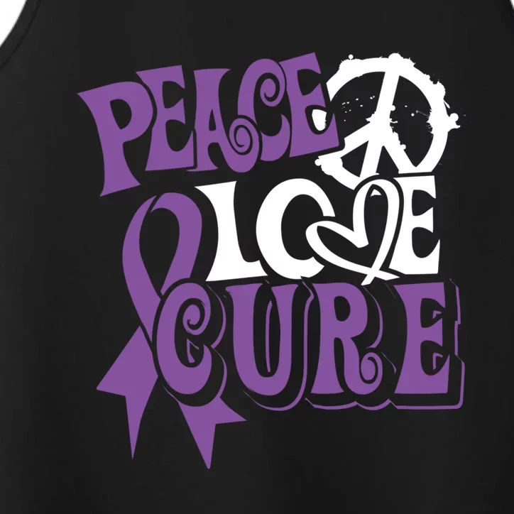 Peace Love Cure Pancreas Cancer Awareness Ribbon Funny Gift Performance Tank