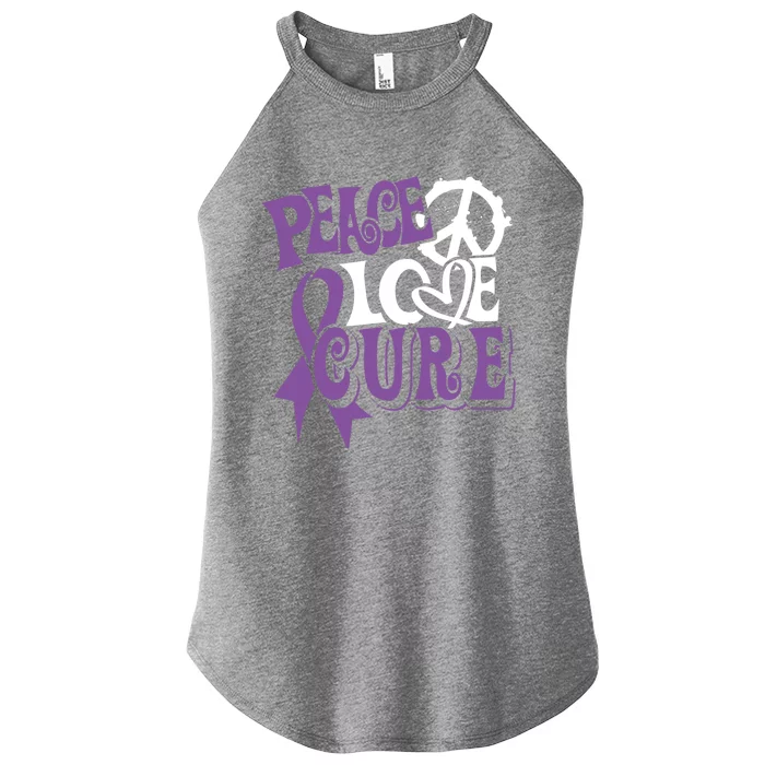 Peace Love Cure Pancreas Cancer Awareness Ribbon Funny Gift Women’s Perfect Tri Rocker Tank