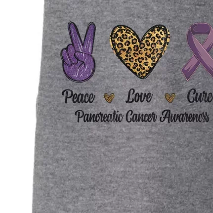 Peace Love Cure Pancreatic Cancer Awareness Leopard Gift Doggie 3-End Fleece Hoodie