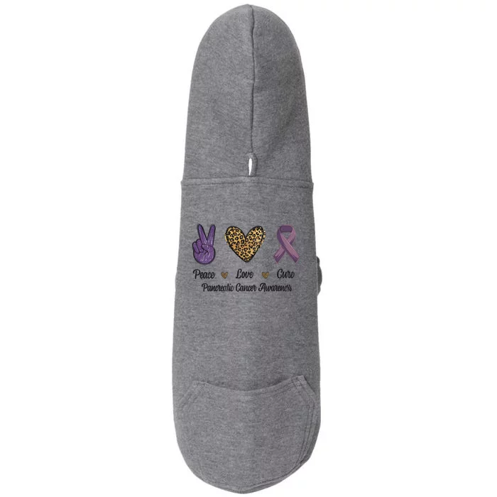 Peace Love Cure Pancreatic Cancer Awareness Leopard Gift Doggie 3-End Fleece Hoodie