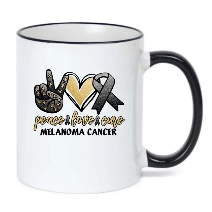 Peace Love Cure Melanoma Cancer Awareness Black Color Changing Mug