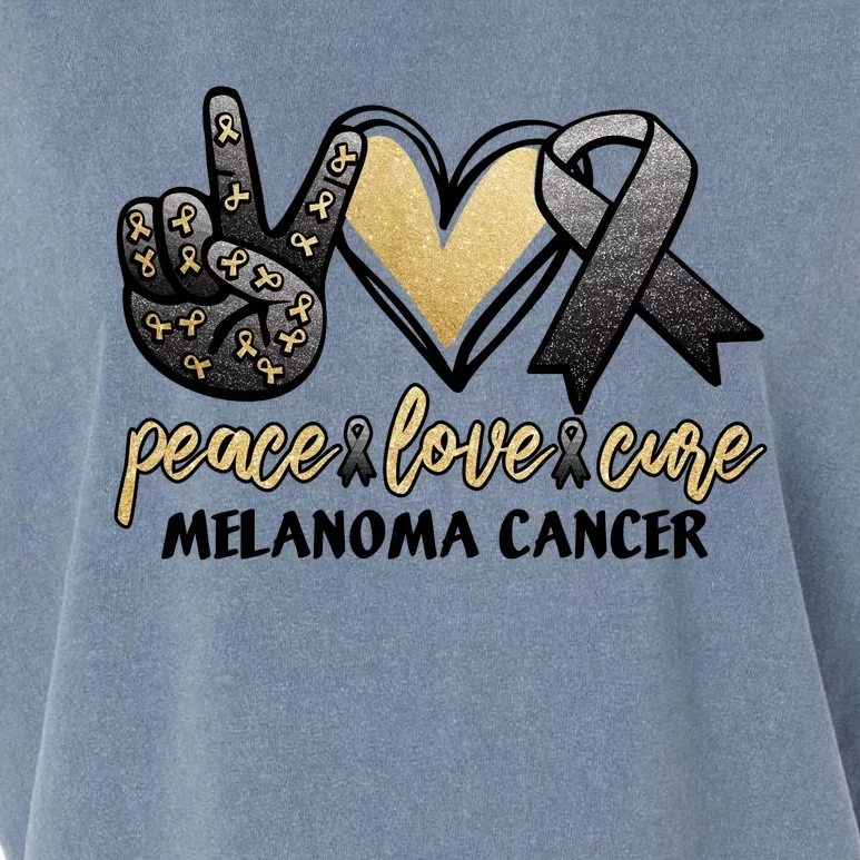 Peace Love Cure Melanoma Cancer Awareness Garment-Dyed Women's Muscle Tee