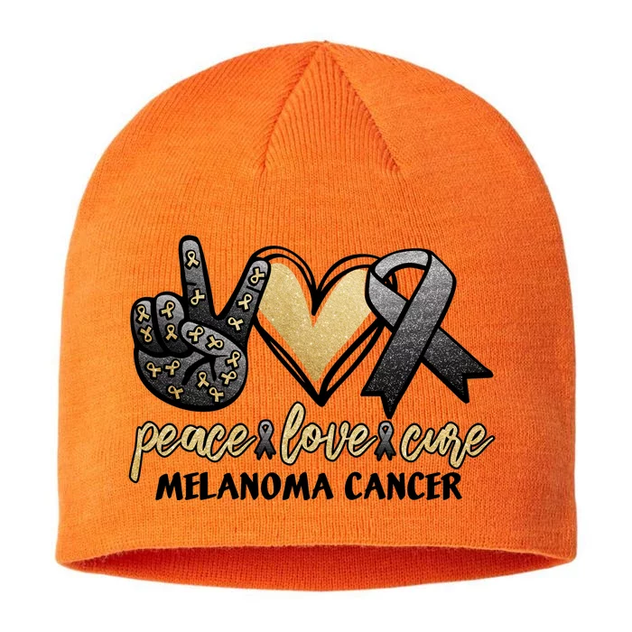 Peace Love Cure Melanoma Cancer Awareness 8 1/2in Sustainable Knit Beanie